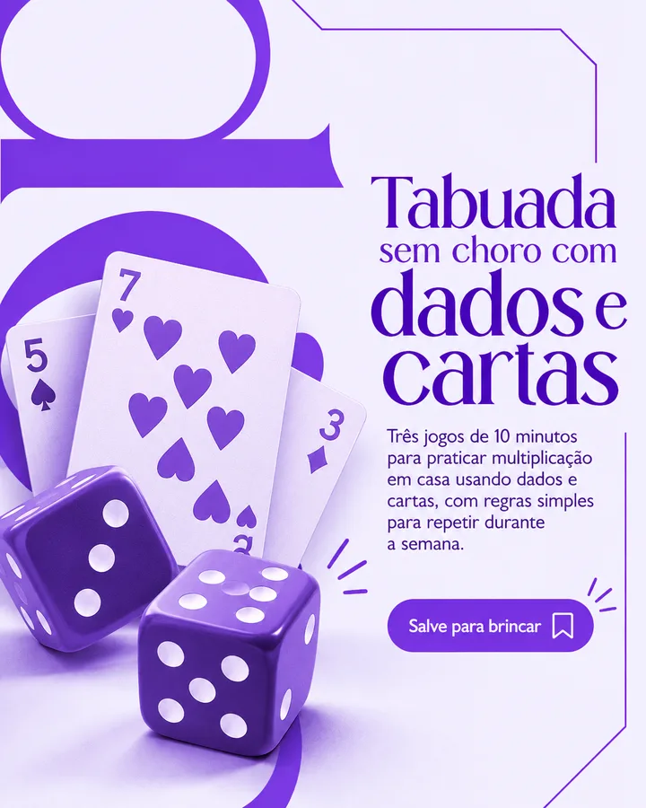 Publicação do Cantinho do Saber: tabuada com dados e cartas